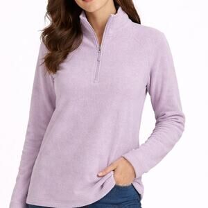 Eddie Bauer Ultrasoft Mock Neck Half-Zip Fleece - Lavender - Large